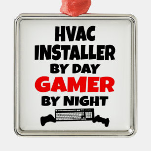 Ornement Carré Argenté Installation de Gamer HVAC