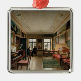 Ornement Carré Argenté Intérieur d'un manoir, 1830s