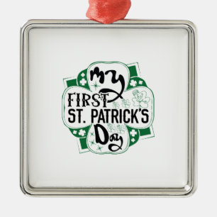Ornement Carré Argenté Irish My First ST Patrick S Day