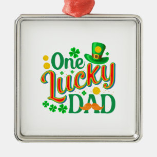 Ornement Carré Argenté Irish One Lucky Papa