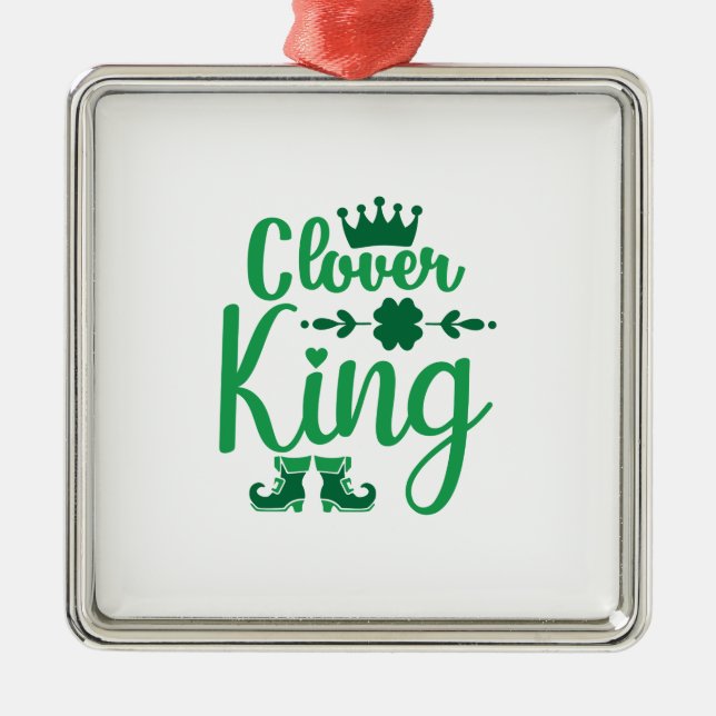 Ornement Carré Argenté Irlandais Clover King (Devant)