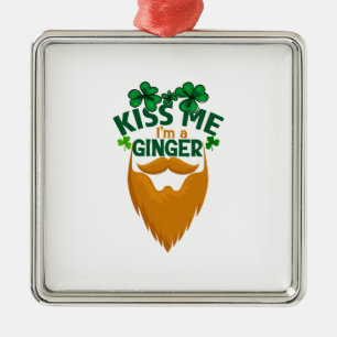 Ornement Carré Argenté Irlandais Embrasse-Moi Je Suis Ginger