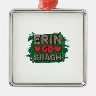 Ornement Carré Argenté Irlandais Erin Go Bragh