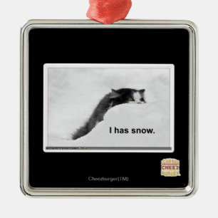 Ornement Carré Argenté J'ai de la neige.