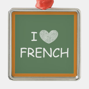 Ornement Carré Argenté J'aime le français