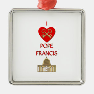 Ornement Carré Argenté J'aime le pape François