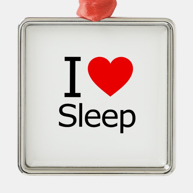 Ornement Carré Argenté J'aime le sommeil (Devant)