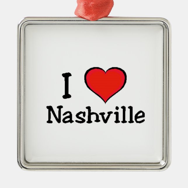 Ornement Carré Argenté J'aime Nashville (Devant)