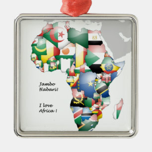 Ornement Carré Argenté Jambo Habari Afrique ! J'aime l'Afrique