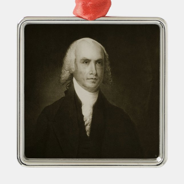 Ornement Carré Argenté James Madison, 4ème Président des États-Unis (Devant)