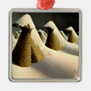 Ornement Carré Argenté Janvier, beaux-arts par Grant Wood,