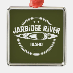 Ornement Carré Argenté Jarbidge River Idaho Kayak