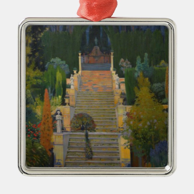 Ornement Carré Argenté Jardin de Majorque (par Santiago Rusiñol) (Devant)