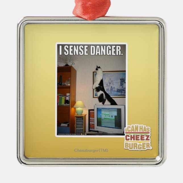 Ornement Carré Argenté Je sens le danger (Devant)