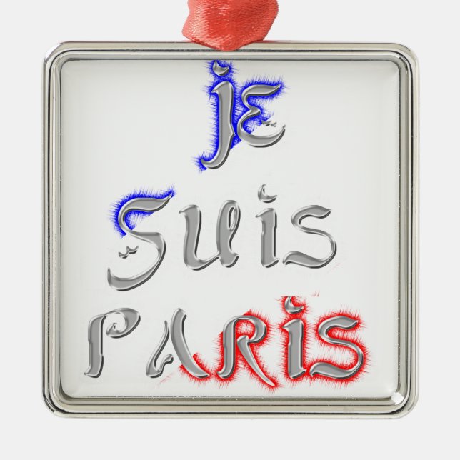 Ornement Carré Argenté Je Suis Paris Art Print (Devant)