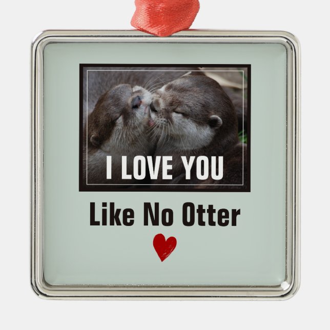 Ornement Carré Argenté Je T'Aime Pas D'Otter Mignonne Photo (Devant)