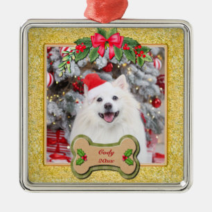 Ornement Carré Argenté Je Vous Woof un Joyeux Noël Cadeau Personnalisé de