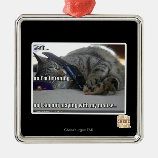 Ornement Carré Argenté J'écoute (Devant)