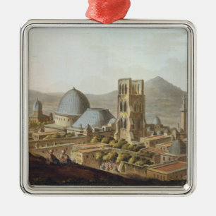 Ornement Carré Argenté Jérusalem avec l'église de la tombe sainte, p