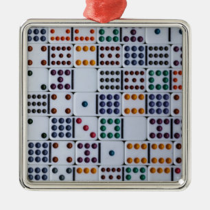 Ornement Carré Argenté Jeu de Dominos