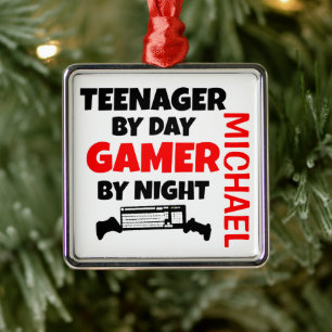 Ornement Carré Argenté Jeune Gamer