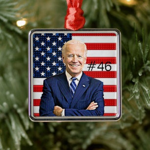 Ornement Carré Argenté Joe Biden 46e Président Keepsaké Souvenir 2020