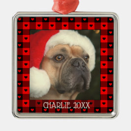 Ornement Carré Argenté Jolis cœurs à carreaux Buffalo personnalisés pour 