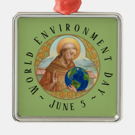 Ornement Carré Argenté Journée mondiale de l'environnement et Saint Franç