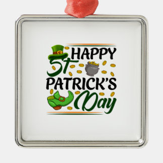 Ornement Carré Argenté Joyeuse Saint Patrick Jour S