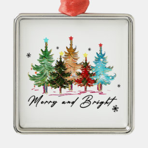 Ornement Carré Argenté Joyeux cadeau de Noël et lumineux