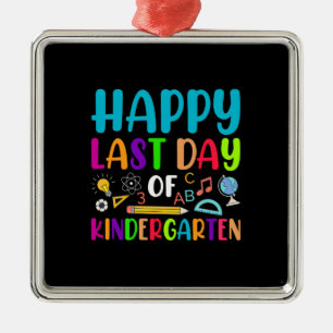 Ornement Carré Argenté Joyeux Dernier Jour De Maternelle