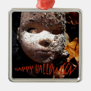 Ornement Carré Argenté Joyeux Halloween