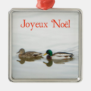 Ornement Carré Argenté Joyeux Noё l - Majards