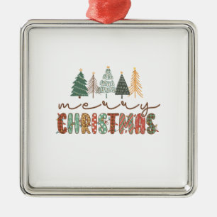 Ornement Carré Argenté Joyeux Noël cadeau de Noël