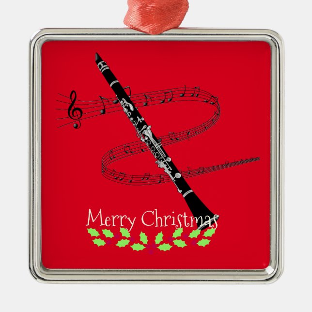 Ornement Carré Argenté Joyeux Noël Clarinet (Devant)