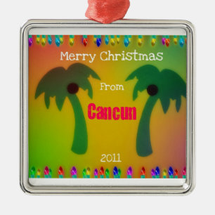 Ornement Carré Argenté Joyeux Noël de Cancun 2011