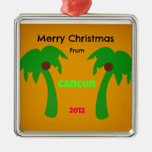 Ornement Carré Argenté Joyeux Noël de Cancun 2012