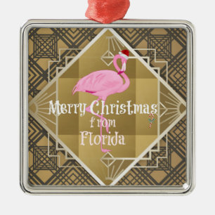 Ornement Carré Argenté Joyeux Noël de Floride