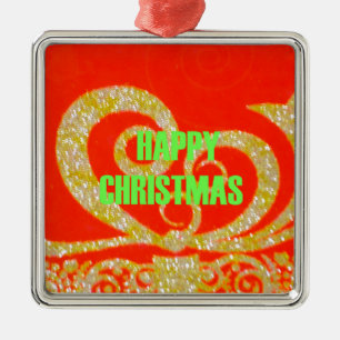Ornement Carré Argenté Joyeux Noël Golden Red Snowflex.jpg