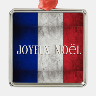 Ornement Carré Argenté joyeux Noël - Joyeux Noël en français