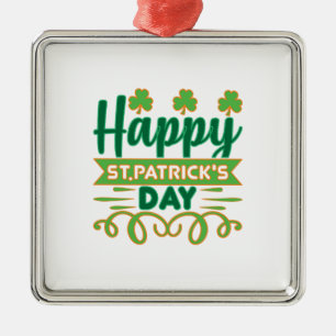 Ornement Carré Argenté Joyeux ST Patrick S Day