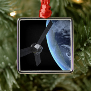 Ornement Carré Argenté Juno Spacecraft Pendant Son Vol Sur Terre