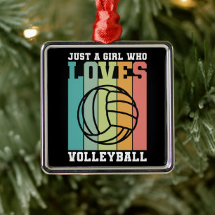 Ornement Carré Argenté Juste une fille qui aime le volleyball