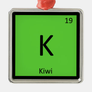 Ornement Carré Argenté K - Kiwi Fruit Chemistry Periodic Table Symbol