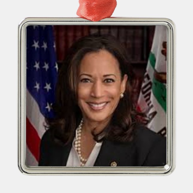 Ornement Carré Argenté Kamala Harris 2024 (Devant)