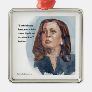 Ornement Carré Argenté Kamala Harris & Citation