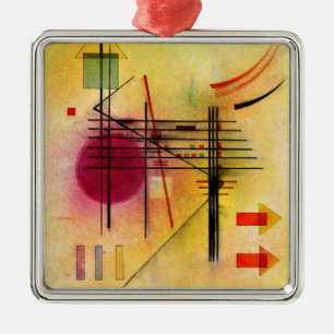 Ornement Carré Argenté Kandinsky - Peinture abstraite vibrante et populai