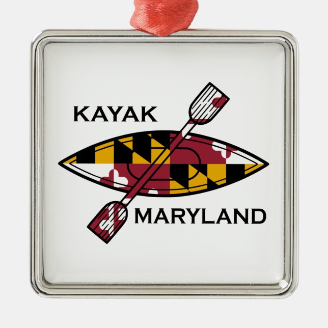 Ornement Carré Argenté Kayak Maryland (Devant)