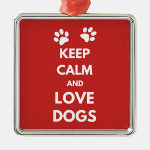 Ornement Carré Argenté Keep calm and love dogs