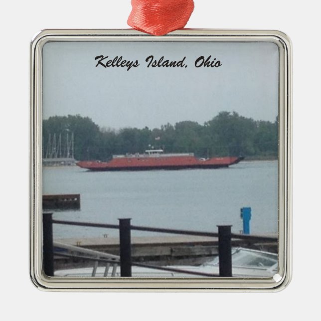 Ornement Carré Argenté Kelleys Island, Ohio Ferry Photo Orament (Devant)